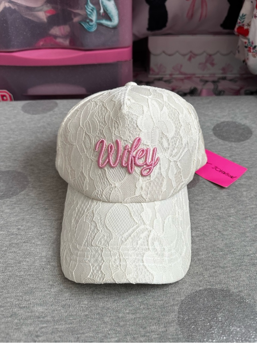 Betsey Johnson "Wifey" Lace Baseball Cap